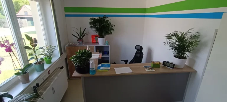 Anmeldung/Büro Dekoriert mit Blumen